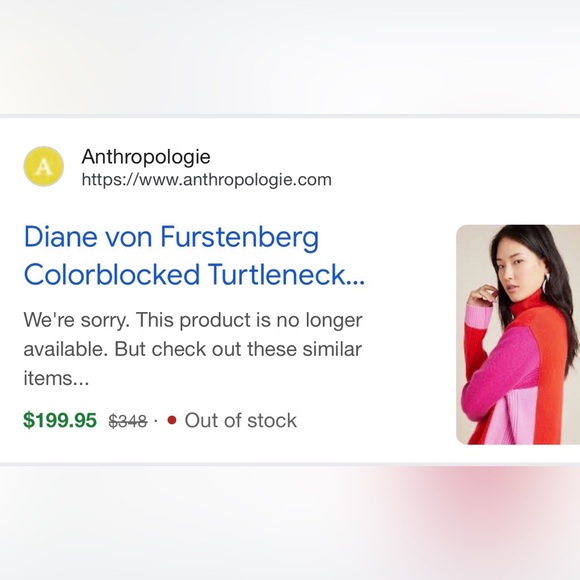 Diane von Furstenberg ColorBlock Cashmere Wool Turtleneck Sweater Anthropologie - Picture 12 of 12